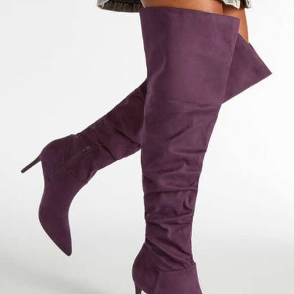 SHOEDAZZLE OVER THE KNEE SLOUCHY BOOTS FAUX SUEDE INNER ZIP TRUE TO SIZE - Picture 5 of 8